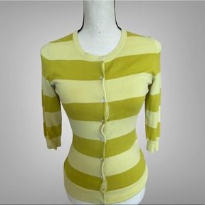 The Limited Dark Yellow/Yellow Stripe Cardigan with 3/4 length sleeves Size XS